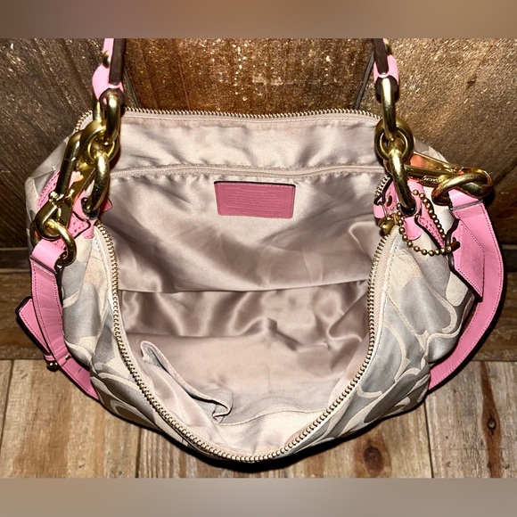 3 Piece Set: Coach Kristin Large Signature Hobo Bag with Free Dust Bag & Twilly - Picture 9 of 16